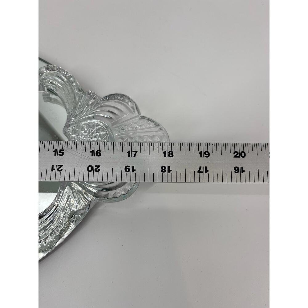 VTG. EXQUISITE LEAD CRYSTAL GLASS VANITY MIRRORED DRESSER TRAY 18 1/2" x 10 1/4" - Picture 7 of 8
